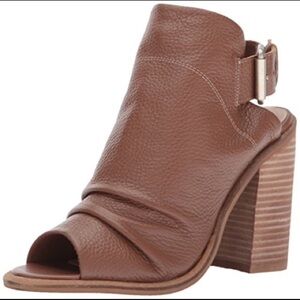 KELSI DAGGER BROOKLYN Metro Brown Peep Toe Ankle Block Heeled Booties Size 9